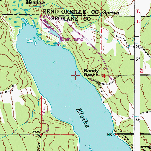 Topographic Map of Sandy Beach, WA