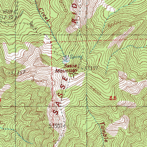 Topographic Map of Sasse Mountain, WA