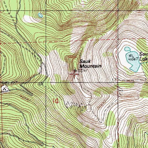 Topographic Map of Sauk Mountain, WA