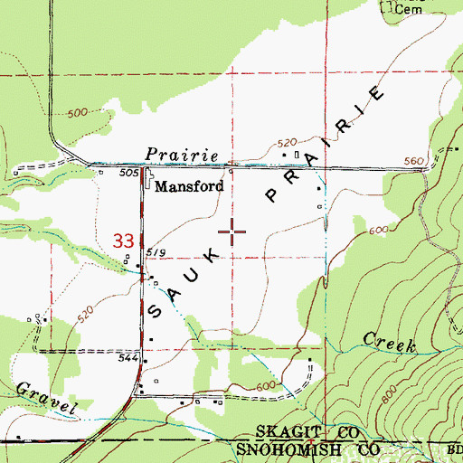 Topographic Map of Sauk Prairie, WA