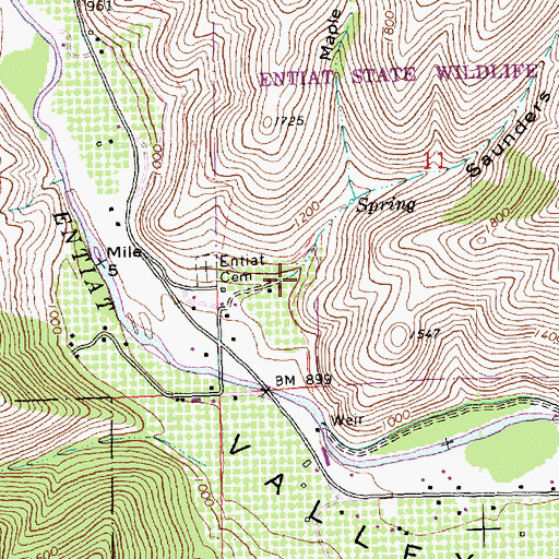 Topographic Map of Saunders Canyon, WA
