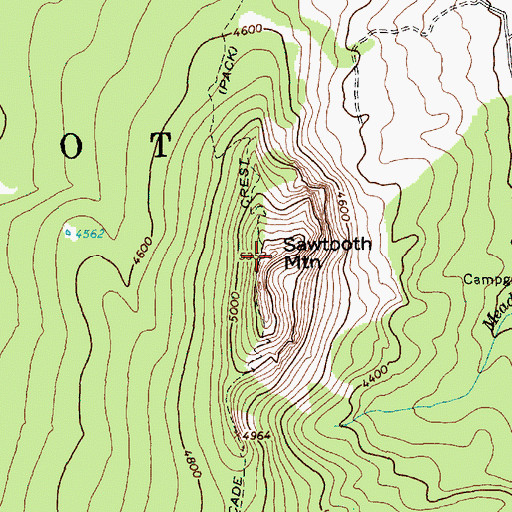 Topographic Map of Sawtooth Mountain, WA