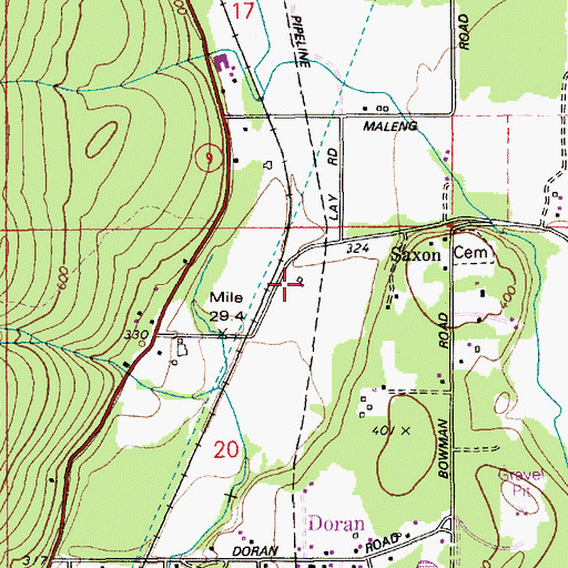 Topographic Map of Saxon, WA