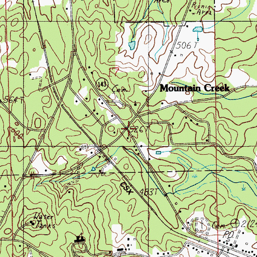 Topographic Map of Mountain Creek, AL