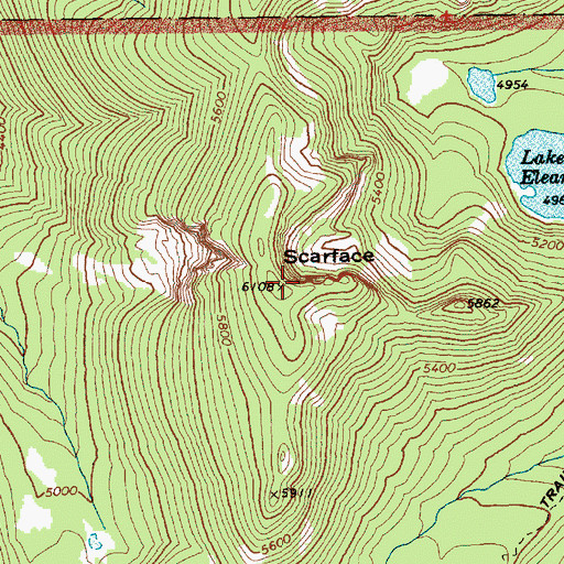 Topographic Map of Scarface, WA