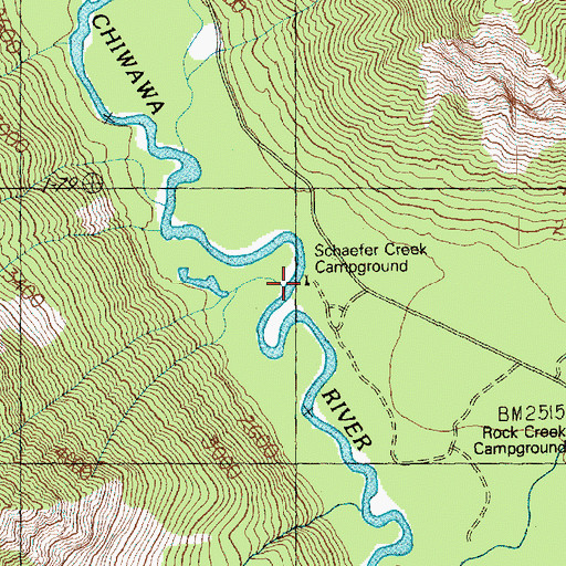 Topographic Map of Schaefer Creek Campground, WA