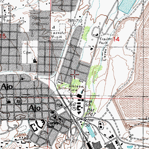 Topographic Map of Ajo Recreation Center, AZ