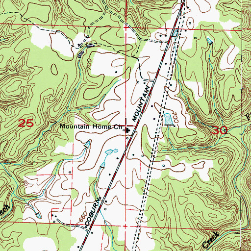 Topographic Map of Mountain Home Church, AL