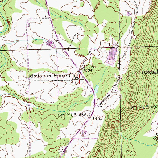 Topographic Map of Mountain Home Church, AL