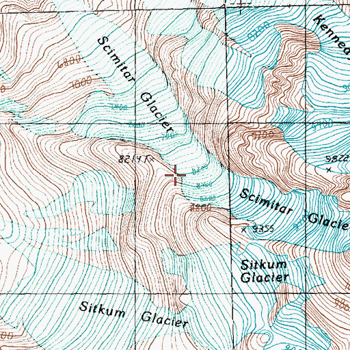 Topographic Map of Scimitar Glacier, WA