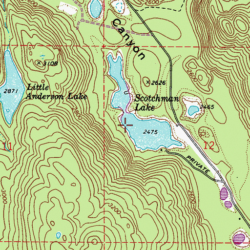 Topographic Map of Scotchman Lake, WA