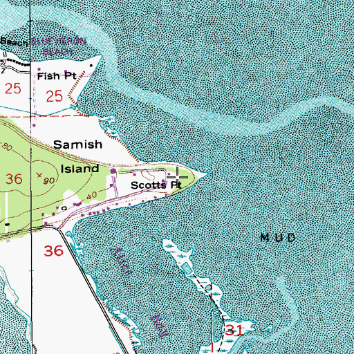 Topographic Map of Scotts Point, WA