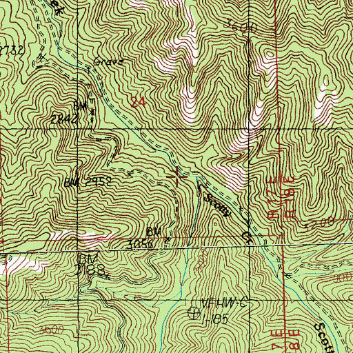 Topographic Map of Scotty Creek, WA