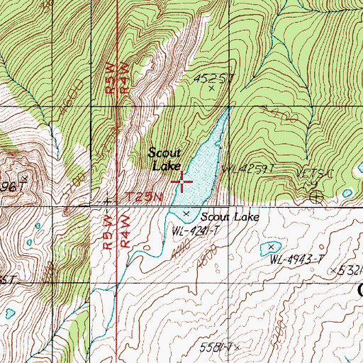 Topographic Map of Scout Lake, WA