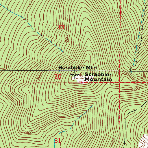 Topographic Map of Scrabbler Mountain, WA