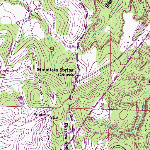 Topographic Map of Mountain Springs Baptist Church, AL