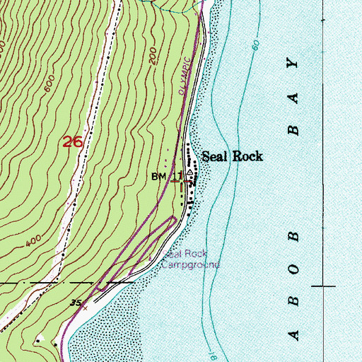Topographic Map of Seal Rock, WA