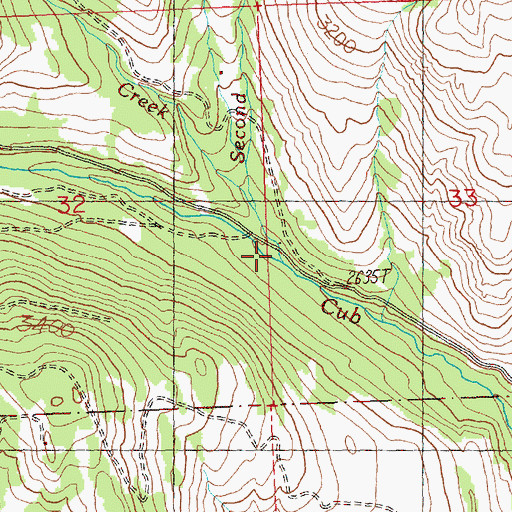 Topographic Map of Second Creek, WA