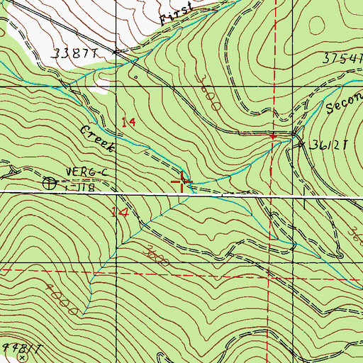 Topographic Map of Second Creek, WA