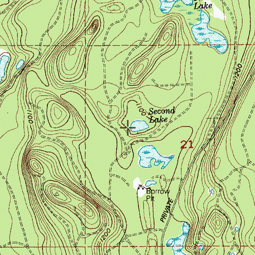 Topographic Map of Second Lake, WA