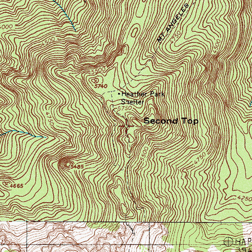 Topographic Map of Second Top, WA