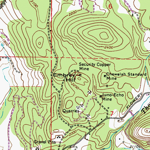 Topographic Map of Security Copper Mine, WA