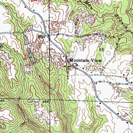 Topographic Map of Mountain View Church, AL
