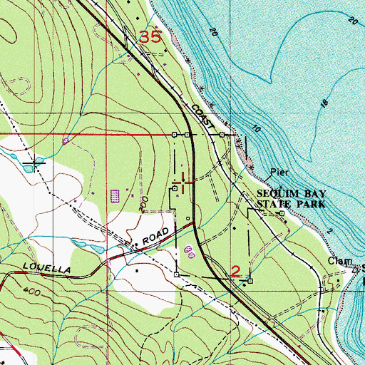Topographic Map of Sequim Bay State Park, WA