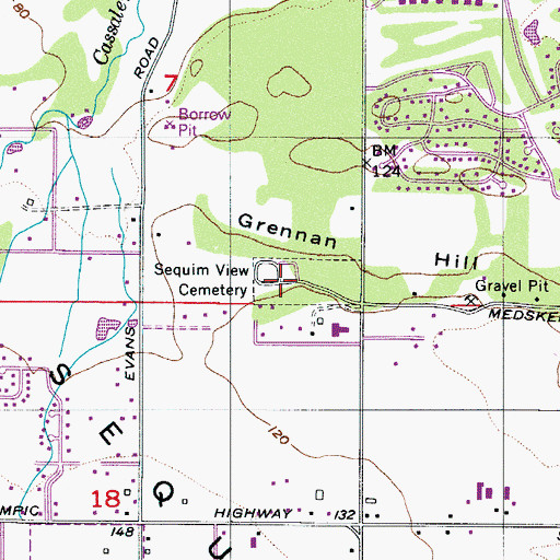 Topographic Map of Sequim View Cemetery, WA