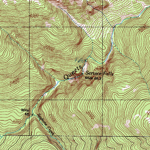 Topographic Map of Service Falls, WA