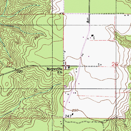 Topographic Map of Moyeville Baptist Church, AL