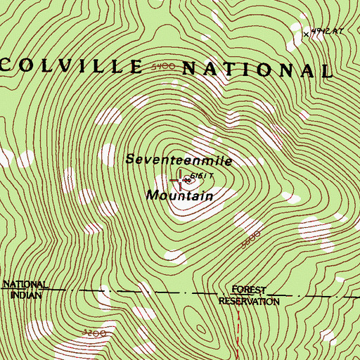 Topographic Map of Seventeenmile Mountain, WA