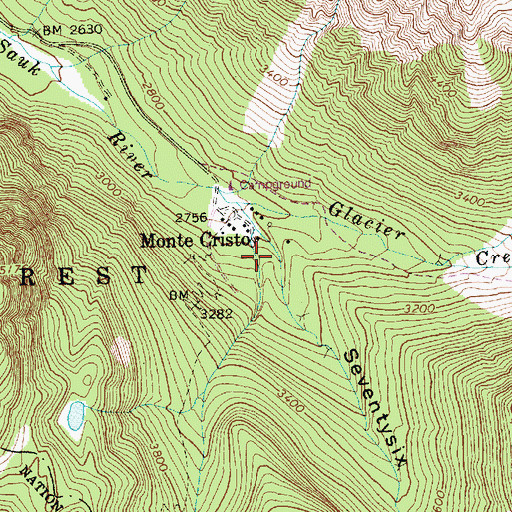 Topographic Map of Seventysix Gulch, WA