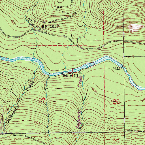 Topographic Map of Seymour Creek, WA