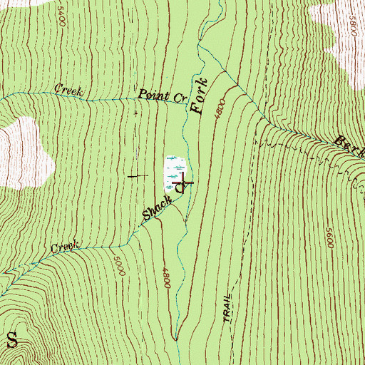 Topographic Map of Shack Creek, WA