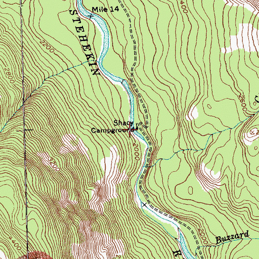 Topographic Map of Shady Campground, WA