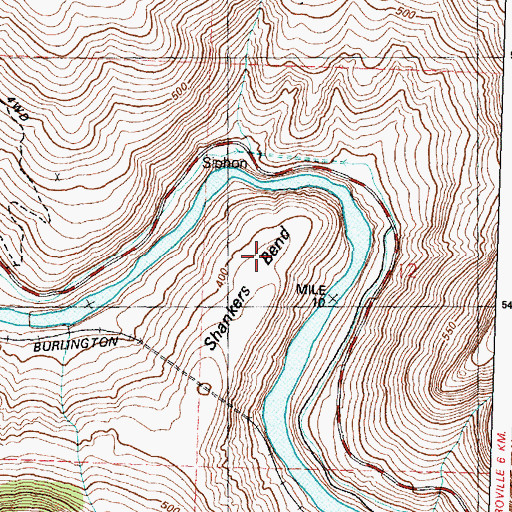 Topographic Map of Shankers Bend, WA