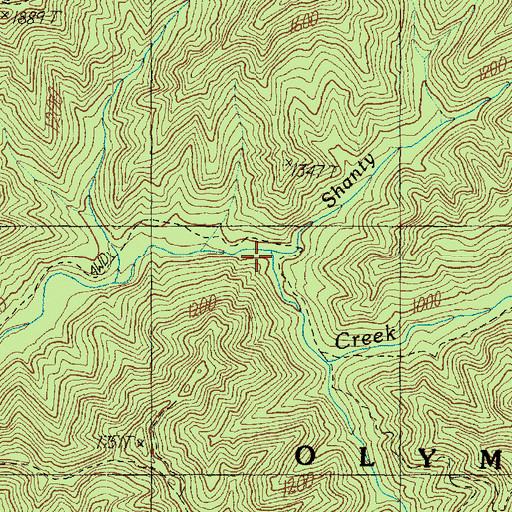 Topographic Map of Shanty Creek, WA