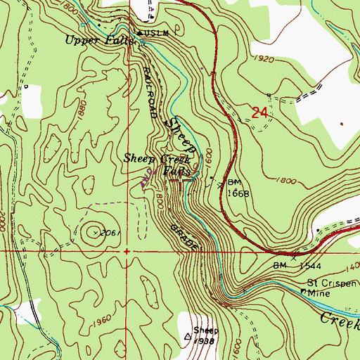 Topographic Map of Sheep Creek Falls, WA