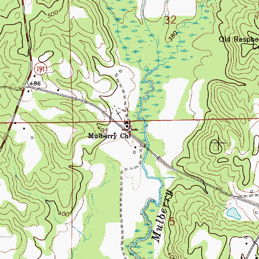 Topographic Map of Mulberry Baptist Church, AL