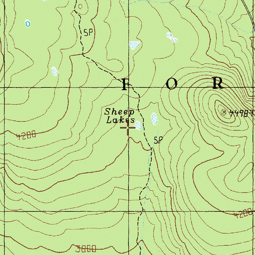Topographic Map of Sheep Lakes, WA