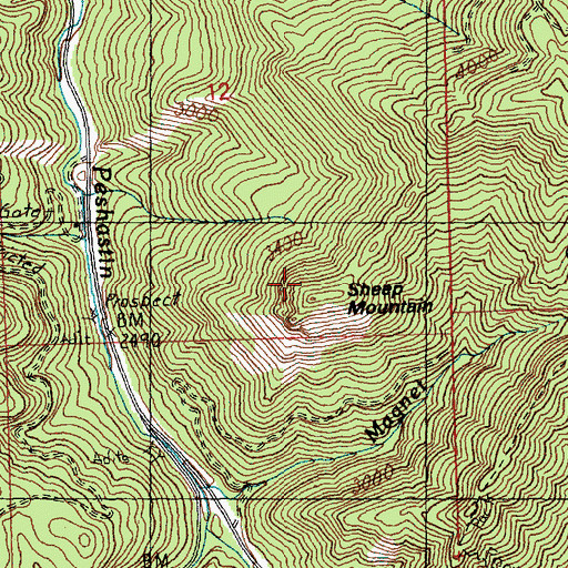 Topographic Map of Sheep Mountain, WA
