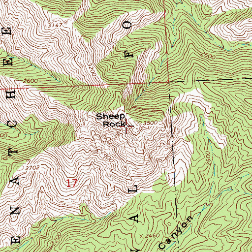 Topographic Map of Sheep Rock, WA