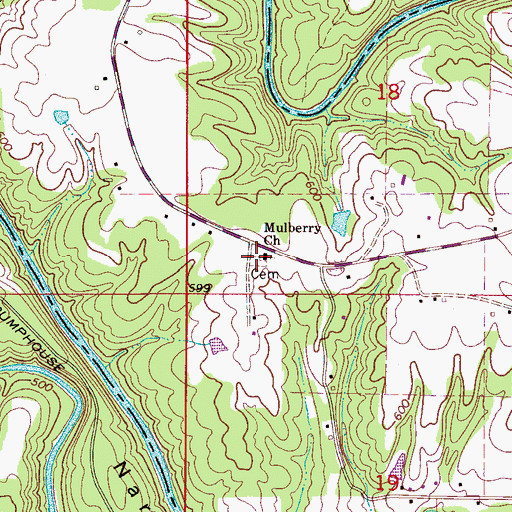 Topographic Map of Mulberry Baptist Church, AL