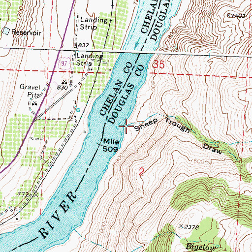 Topographic Map of Sheep Trough Draw, WA