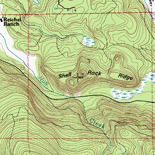 Topographic Map of Shell Rock Ridge, WA