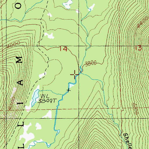 Topographic Map of Sheller Creek, WA