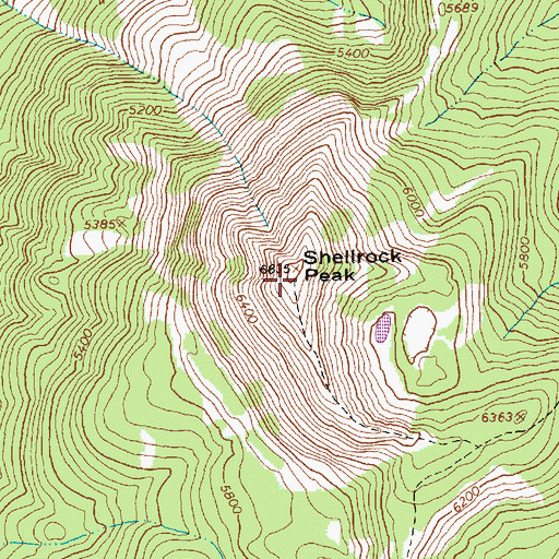 Topographic Map of Shellrock Peak, WA