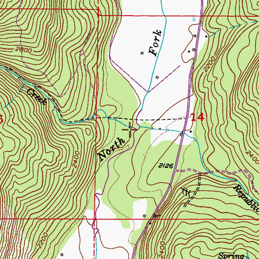 Topographic Map of Sherlock Creek, WA