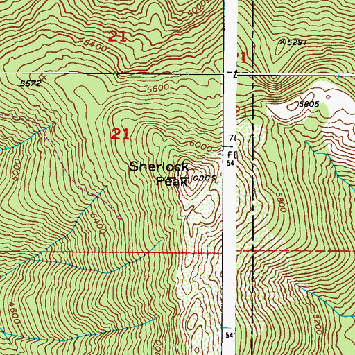 Topographic Map of Sherlock Peak, WA